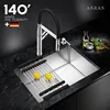 ASRAS 304 Stainless Steel Handmade Kitchen Sink Combo Europe Style Size Large and Small Single Bowl Undermount Vegetable Basin 2