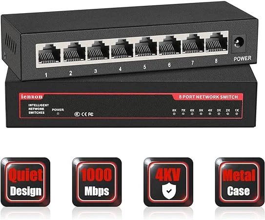 Ienron-switch Gigabit Ethernet Descontrolado Interruptor de Rede Metal Plug And Play para Câmera ip Wi-fi Router Portas 1000 Mbps