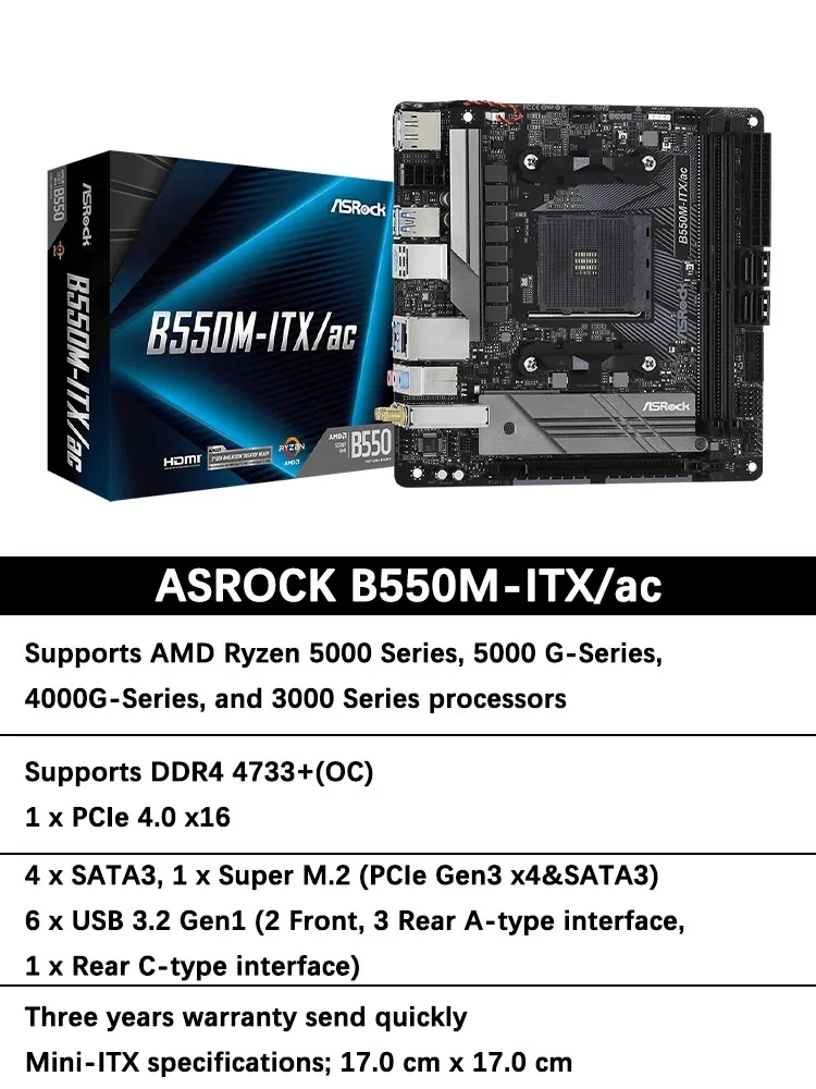 ASROC B550M-ITX/ac DDR4 16GBパーツセット ASRockのAMD B550