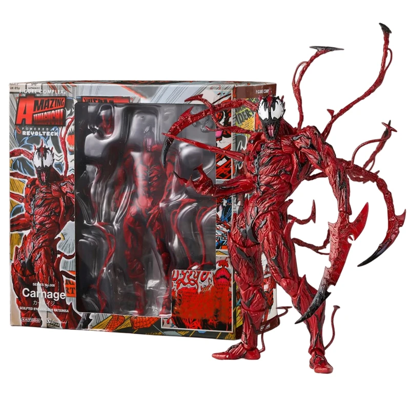 

AMAZING YAMAGUCHI Carnage Venom Spider Man Marvel legends Action Figure Joint Movable Change Face Statue Model kids for Toy Gift