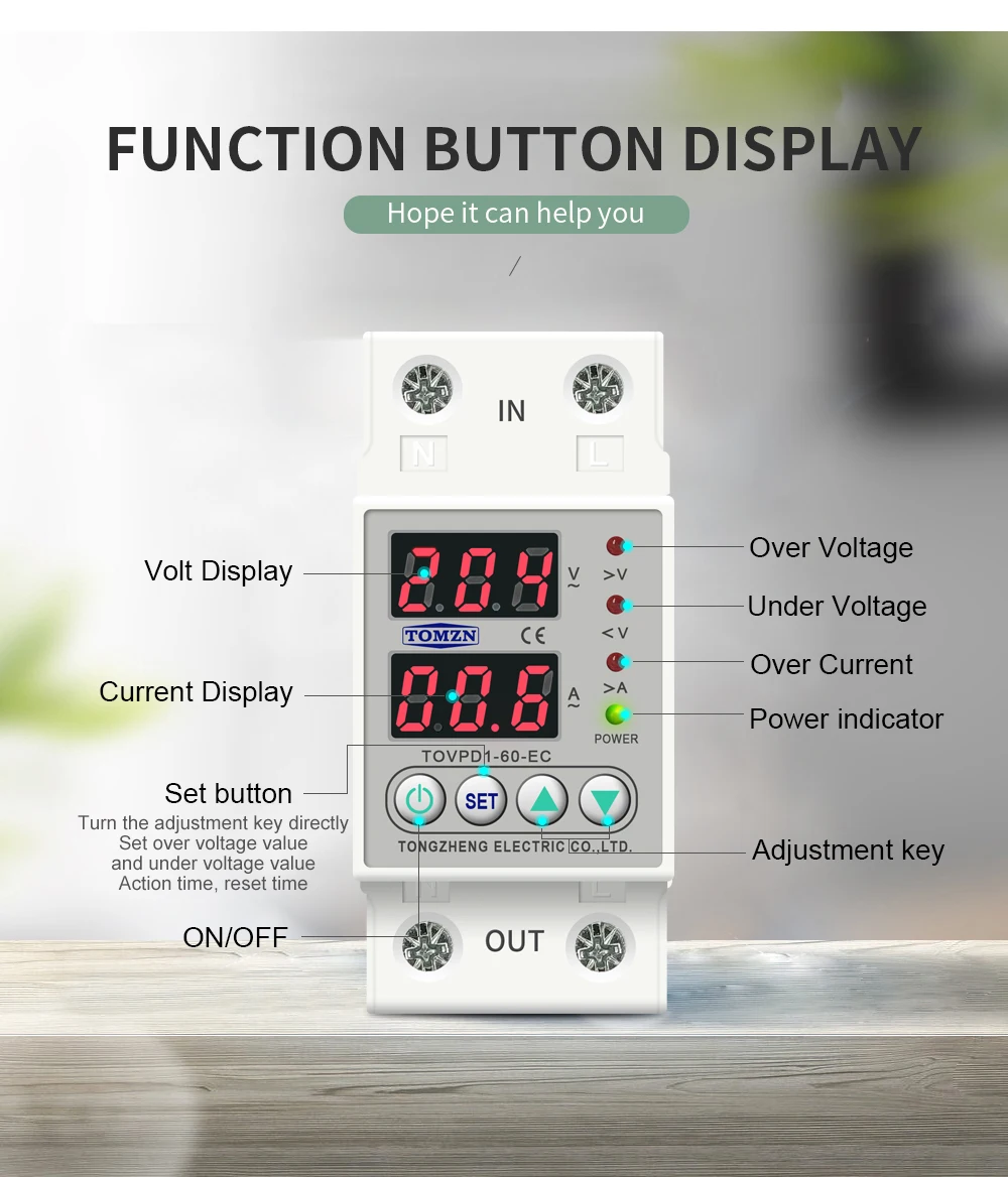 8pcs Din Rail 230V Adjustable Over Voltage And Under Voltage Protective Device P