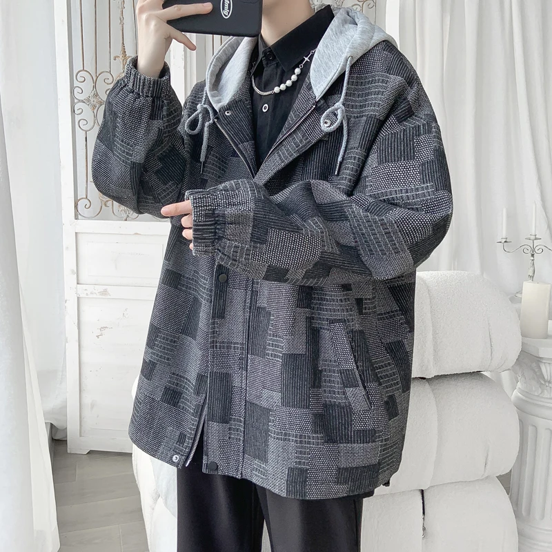 

Оригинальная одежда, популярная одежда в Корейском стиле для мужчин, весенние мужские куртки, модели пальто 2024, свободная облегающая верхняя одежда в стиле Харадзюку