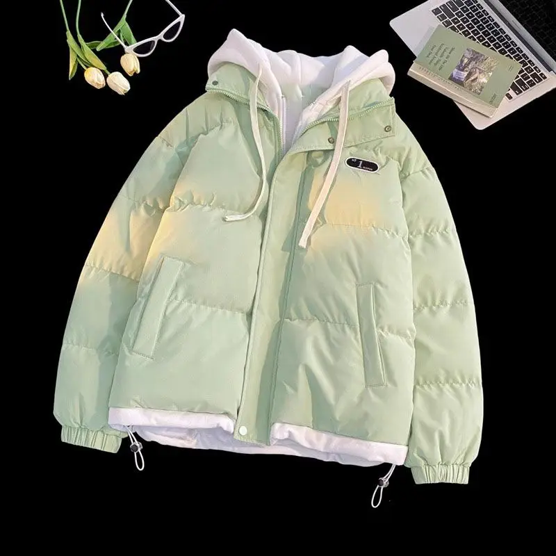 Hooded Padded Coat - Women Winter Jacket With Zipper Contrast & Thick Cotton