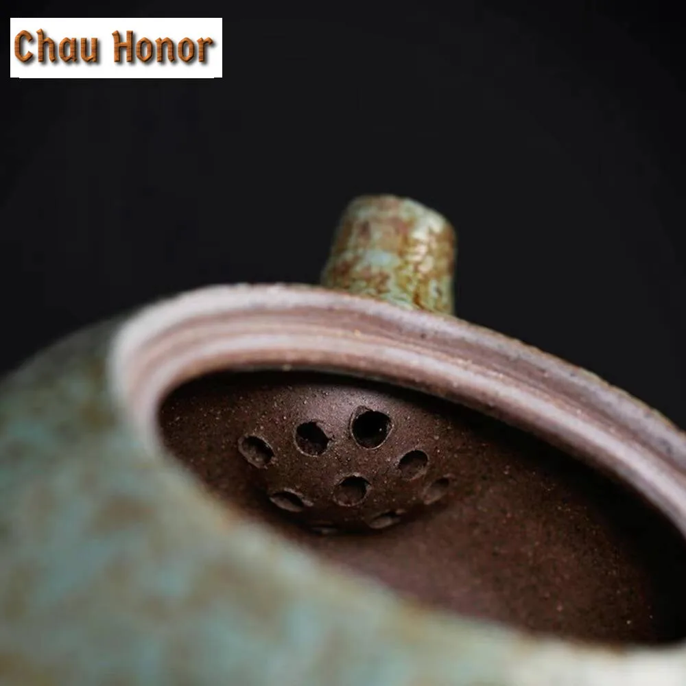 230ml Japanese Coarse Pottery Teapot Retro Stoneware Xishi Pot Tea Soaking Kettle with Strainer Kung Fu Tea Cafes Cha Ornaments