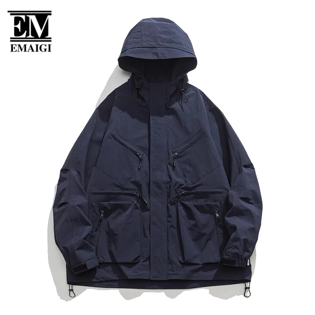 

Men Outdoor Multi Pocket Fashion Loose Casual Mountain Wear Windbreaker Hooded Cargo Jacket Cityboy Harajuku Streetwear Coat