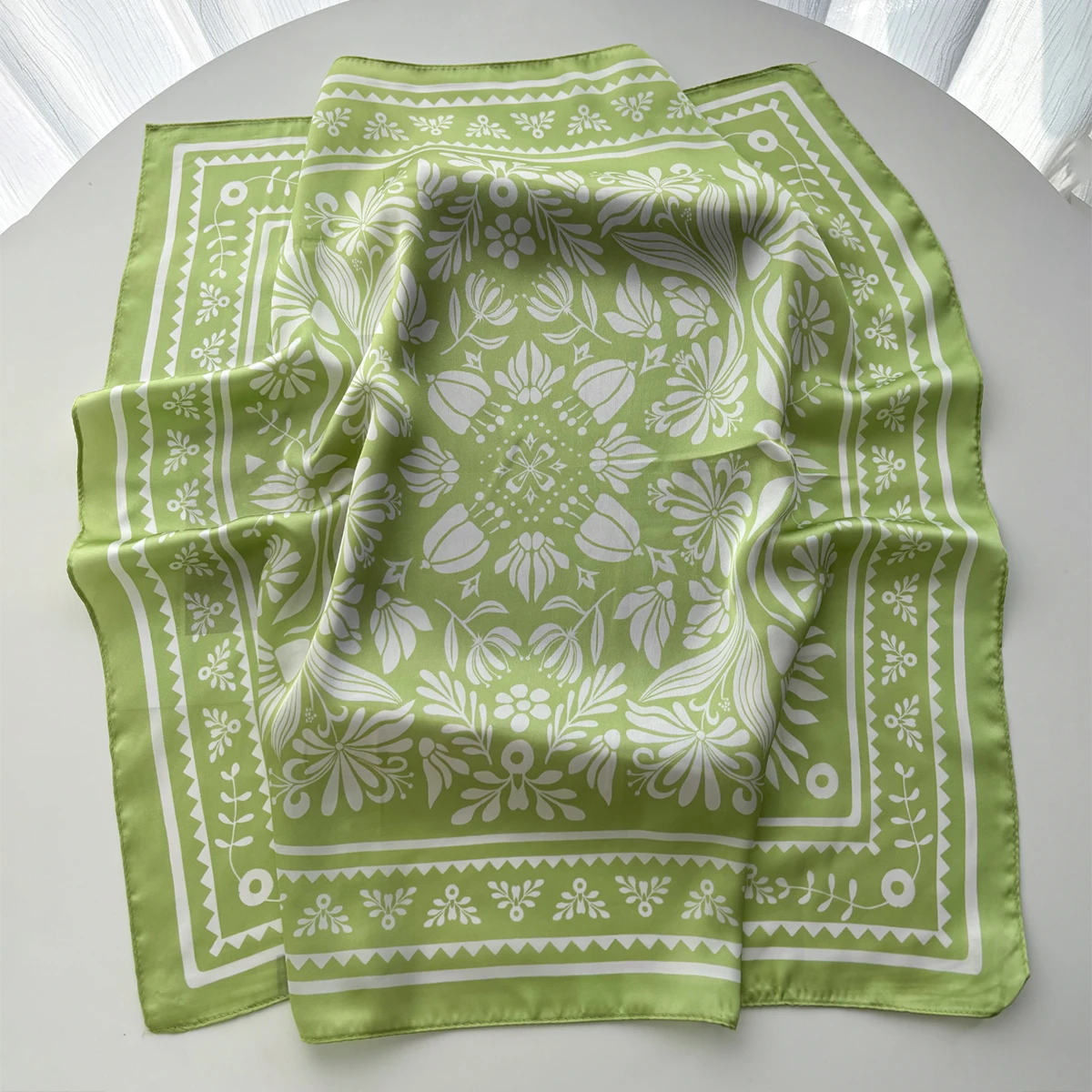 Women Scarf Silk Imitation Satin Scarves Retro Paisley Neckerchief Foulard Square Hairbands Female Scarves Shawls Wraps - 4