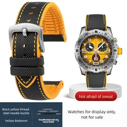 Wide Range Carbon Pattern Rubber Watch Strap - Durable and Stylish Bracelet - 21mm-Width (Black yellow steel)