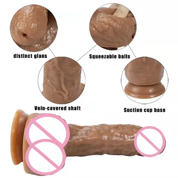 8inch Squeezing Built-in Pump Squirting Silicone Realistic Ejaculating Dildos With Suction Cup Sex Toys For Adults Woman Gay 6