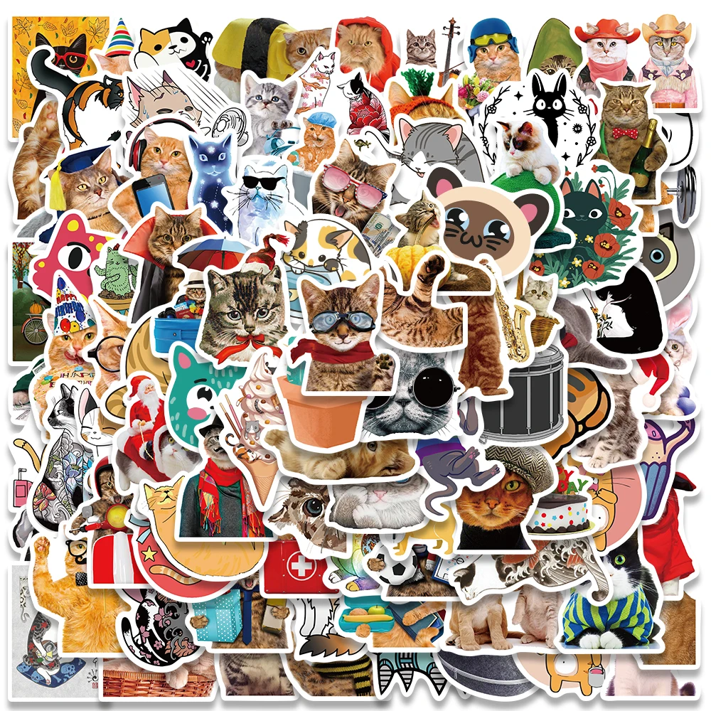 

10/50/100Pcs Cute Cat MEME Stickers Cartoon Animal Decals For Kids Laptop Luggage Helmet Phone Scrapbook Skateboard PS5 Stickers