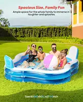 Large 80x80x27 Inch Inflatable Swimming Pool with 2 Seats and Backrests for Family Fun in Backyard, Garden, Outdoors 2