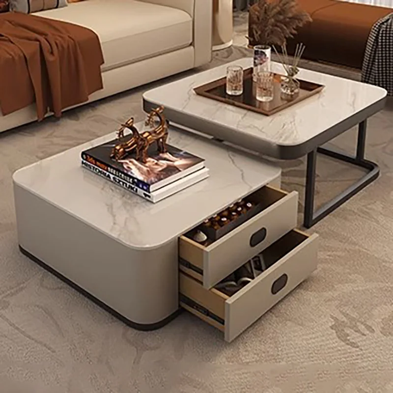 Storage Design Luxury Coffee Tables Living Room Square Modern Coffee Tables Legs Metal Tavolino Da Salotto Home Furniture