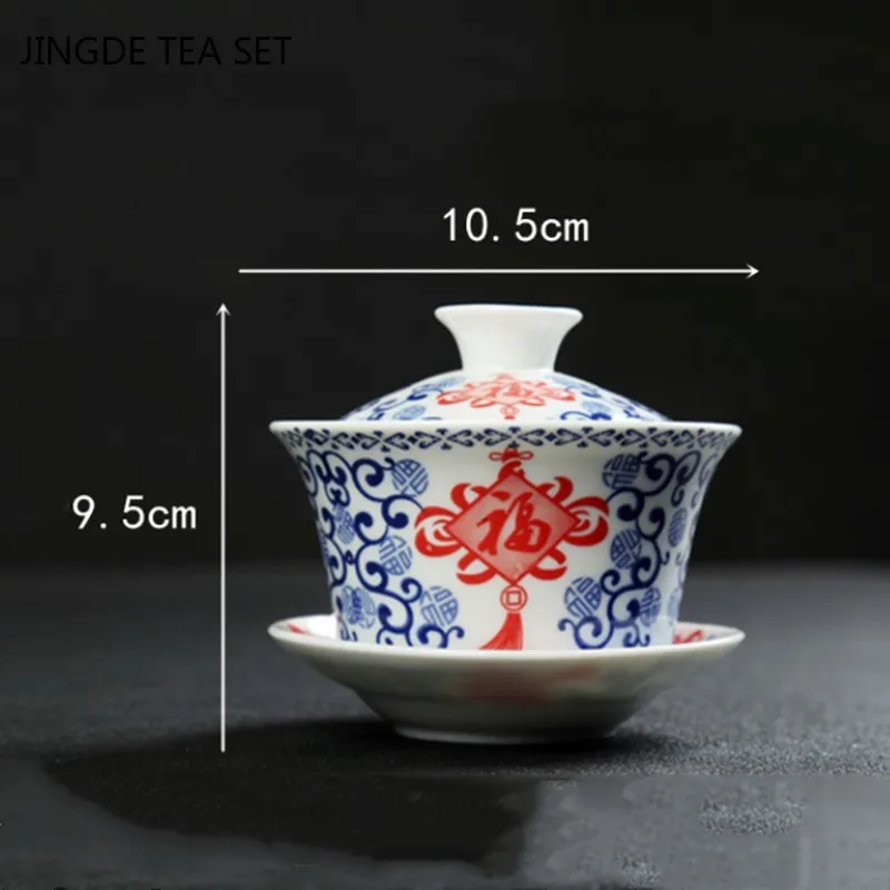 Retro Ceramic Gaiwan Tea Cup Handmade Tureen Chinese Portable Tea Bowl Personal Teacup Household Set Accessories