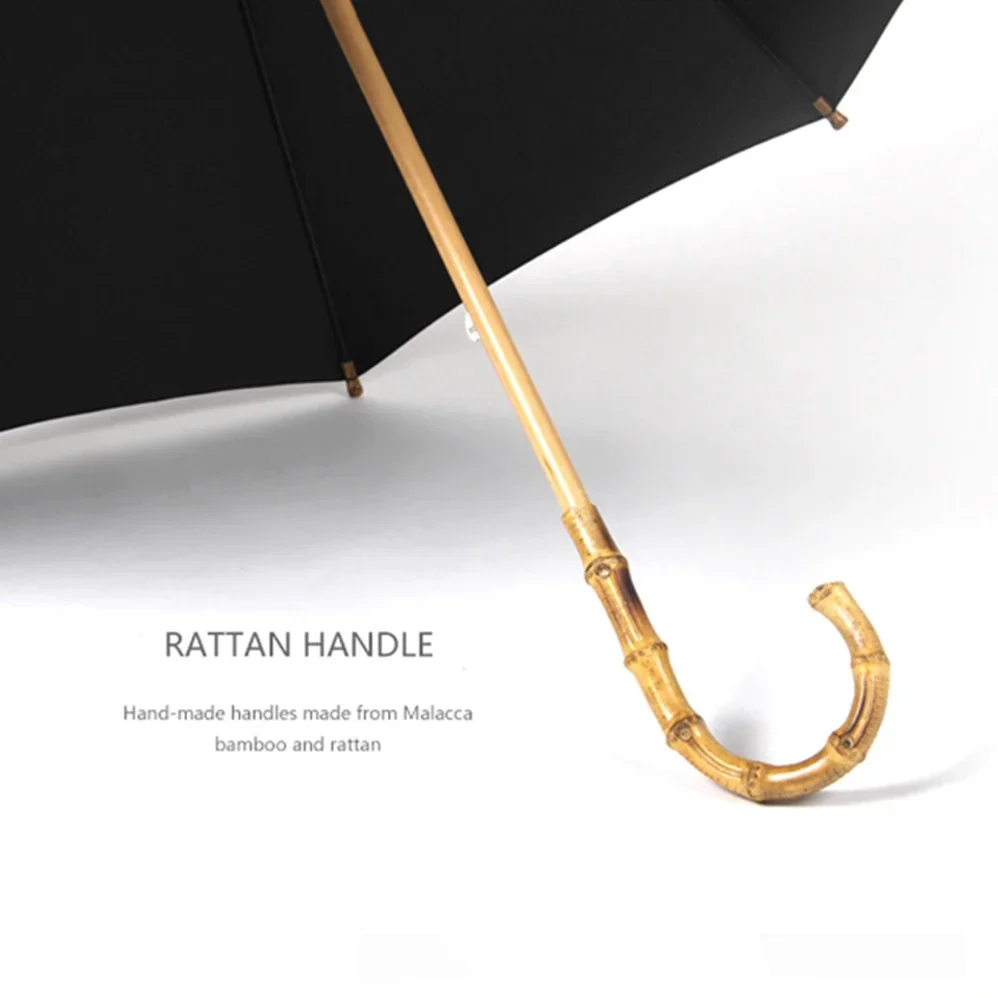 Parachase Bamboo Big Umbrella Men Vintage Windproof Umbrella Strong Retro Curved Large Long Handle Rain Business