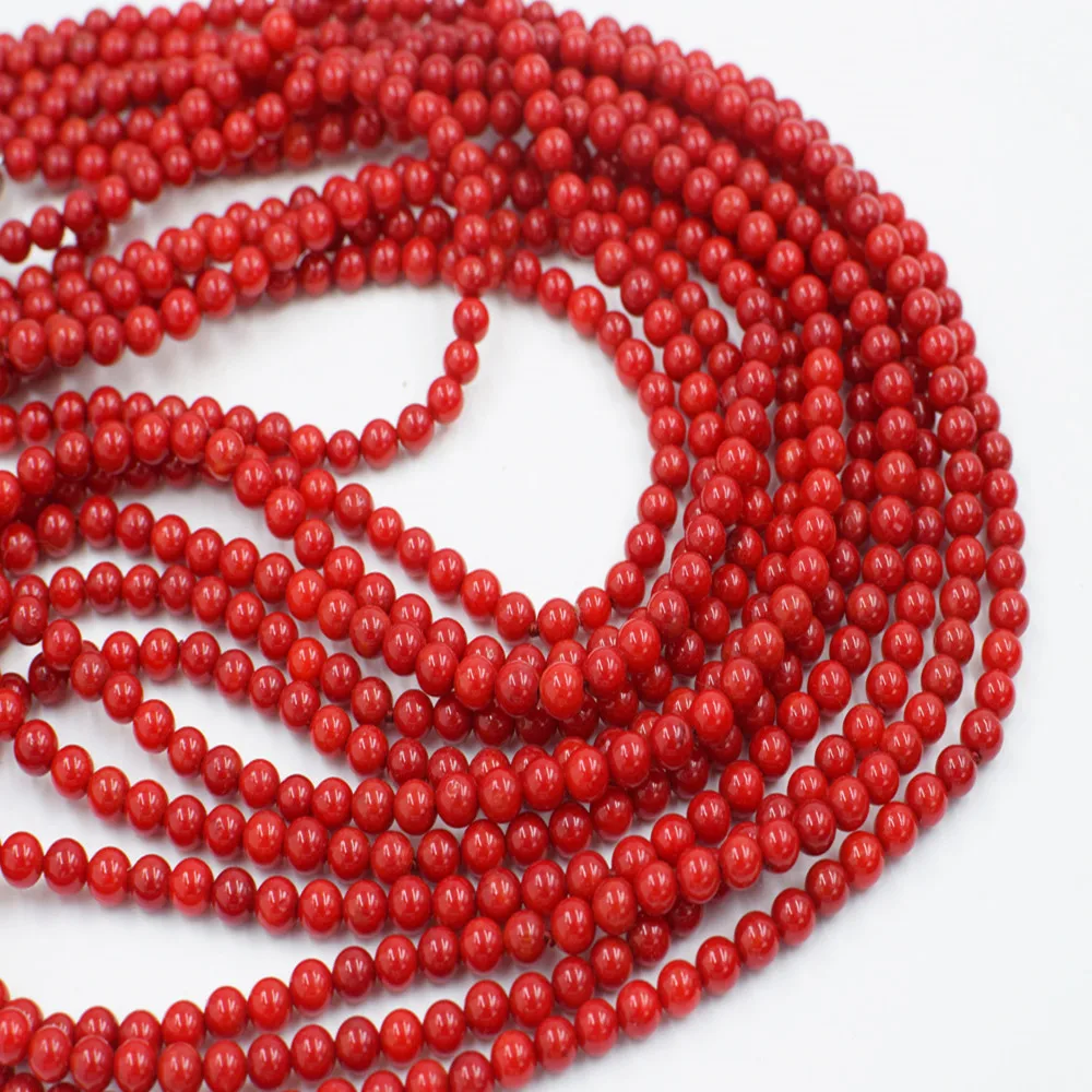 Hand knotted 5-6mm red coral 6rows beads necklace 28-34inch fashion jewelry