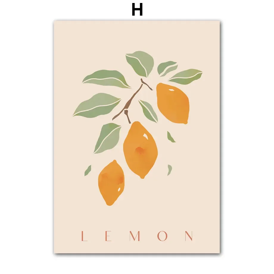 thumbnail image 1 of Grapefruit Raspberry Cherry Banana Lemon Wall Art Canvas Painting Nordic Posters And Prints Wall Pictures For Kitchen Home Decor, 1 of 5