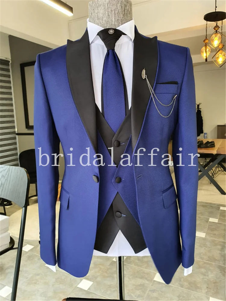 

Bridalaffair Men's Suit Suits Jacket+Vest+Pants Solid Color Notch Lapel Formal Tuxedo Business Party Blazer Set