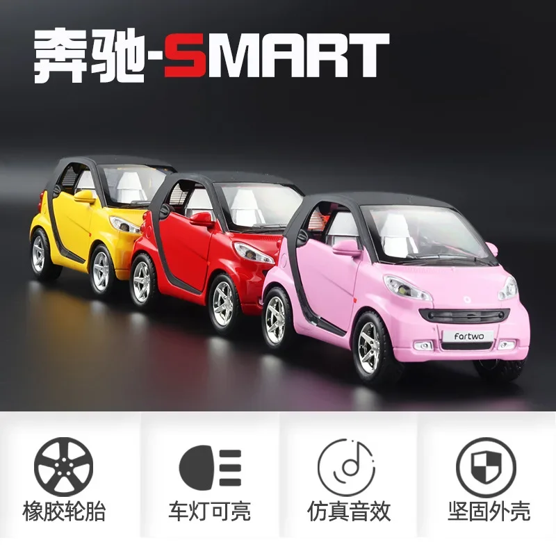 1:32 Mercedes-Benz SMART Miniatures Alloy Diecast Model Car Model Sound & Light Toys For Kids Cute and Compact Christmas Gifts 3