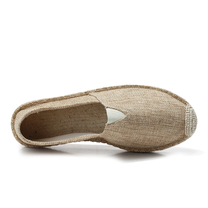 Women Casual Shoes Sewing Flax Shoes Slip on Loafers Man Espadrilles Hemp Canvas Flat Plus Size Fisherman Driving Footwear