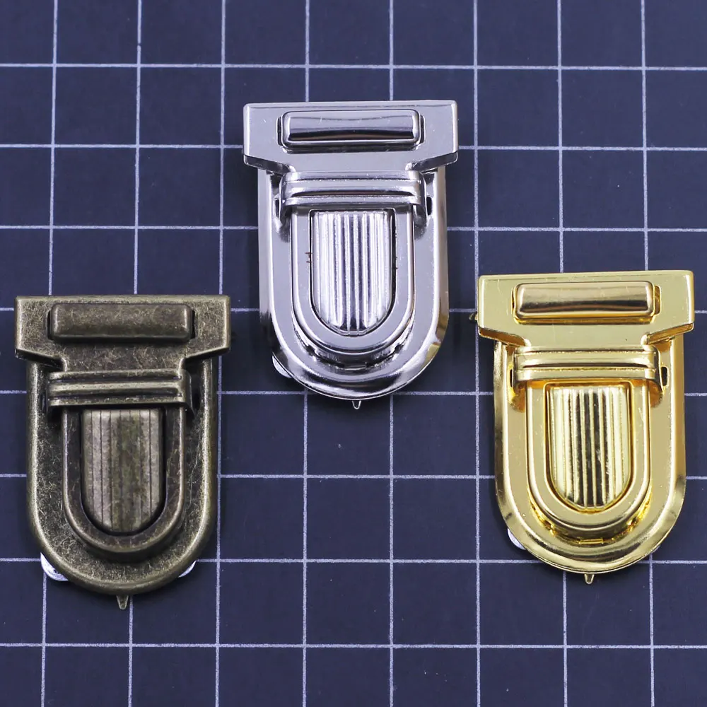 50Sets Press Clasp Lock Push Closure Spring Bronze Tone For Leather Luggage Hardware Bag Handbag Purse Briefcase 34x25mm