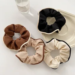 Set of Korean - Style Solid - Color Hair Ties in Black, White, and Brown - Simple and Versatile Elastic Bands (4pcs set)