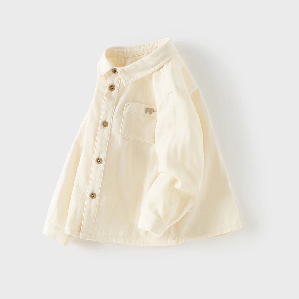 데이브 벨라 어린이 면화 봄 셔츠 가을 소년 옷 우아한 정장 살구색 아이 블라우스 야외 탑 보라색 캐주얼 DB1260773