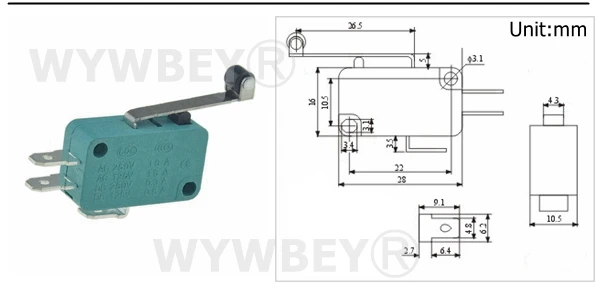 Micro-interrupteur à Levier à Galet - Fin De Course 250V AC, 3OT NO+NC, Étanche IP11 - Pour Machines Et Équipements Industriels