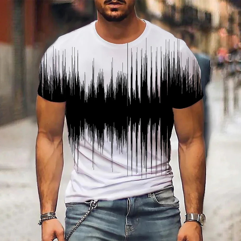 

Men's T Shirt Graphic 3d O Neck Black White Stripes Oversized Clothing Casual Daily Top Streetwear Short Sleeve Clothing Apparel