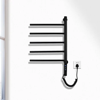 ห้องน้ํา ระบบควบคุมแบบสัมผัสอัจฉริยะ ราวแขวนผ้าเช็ดตัวไฟฟ้าแบบอุ่น สแตนเลส ชั้นวางผ้าเช็ดตัวไฟฟ้าแบบหมุนได้ สีดํา/ขาว ผ้าเช็ดตัวอุ่น 2