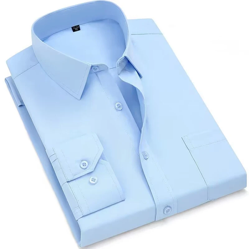 thumbnail image 1 of Camisa clásica de vestir para hombre, color sólido, negro, blanco, azul, gris, rojo y rosa, camisa informal de negocios para hombre, camisa de manga larga, 1 of 4