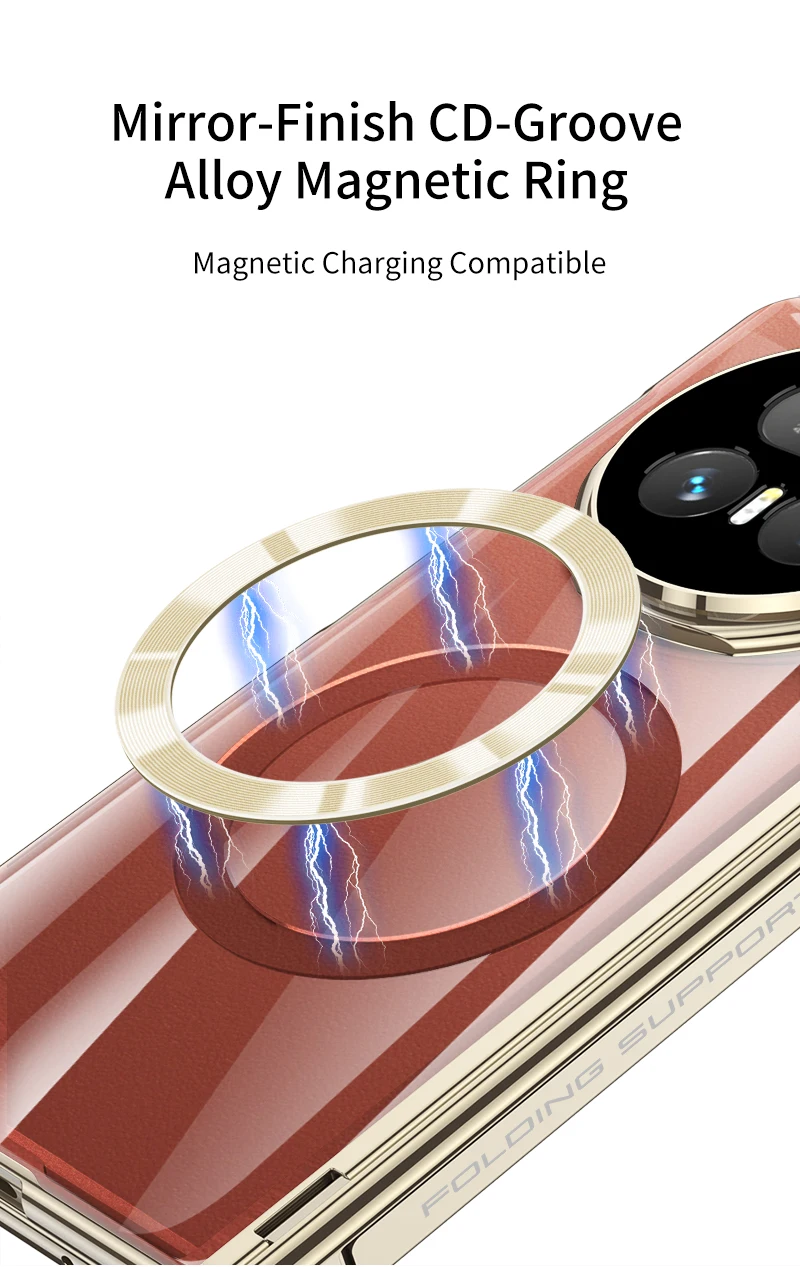 Magnetic Hinge Plating Clear Case For Honor Magic V5 For Magsafe Charge Screen G