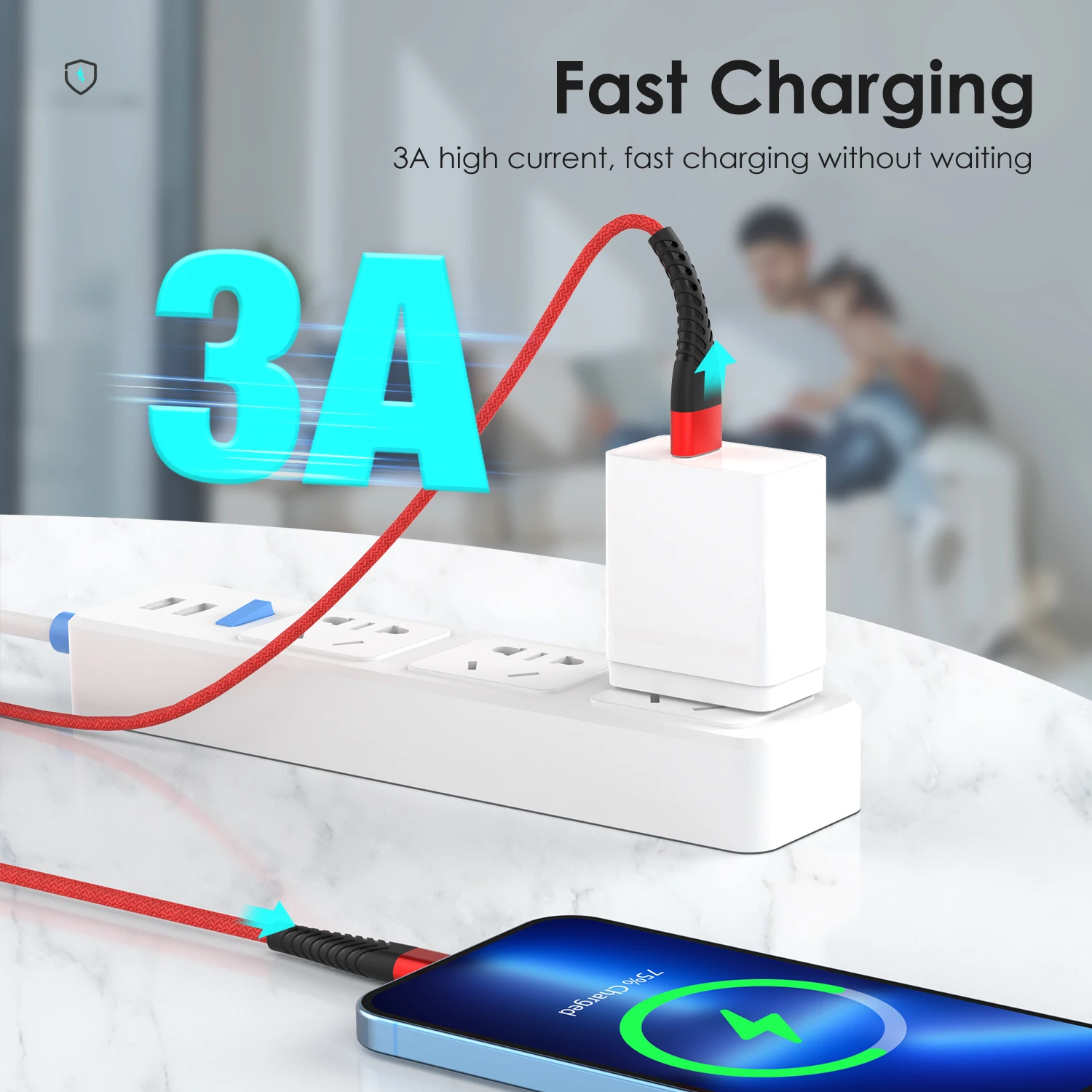 Universal Fast Charge USB Cable - 1 to 3m Length, Apple Compatible