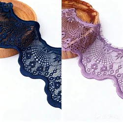 Vibrant Embroidered Lace Ribbon Fabric Trim for DIY Crafts - 42 Yards Total (Dark blue Violet 6)