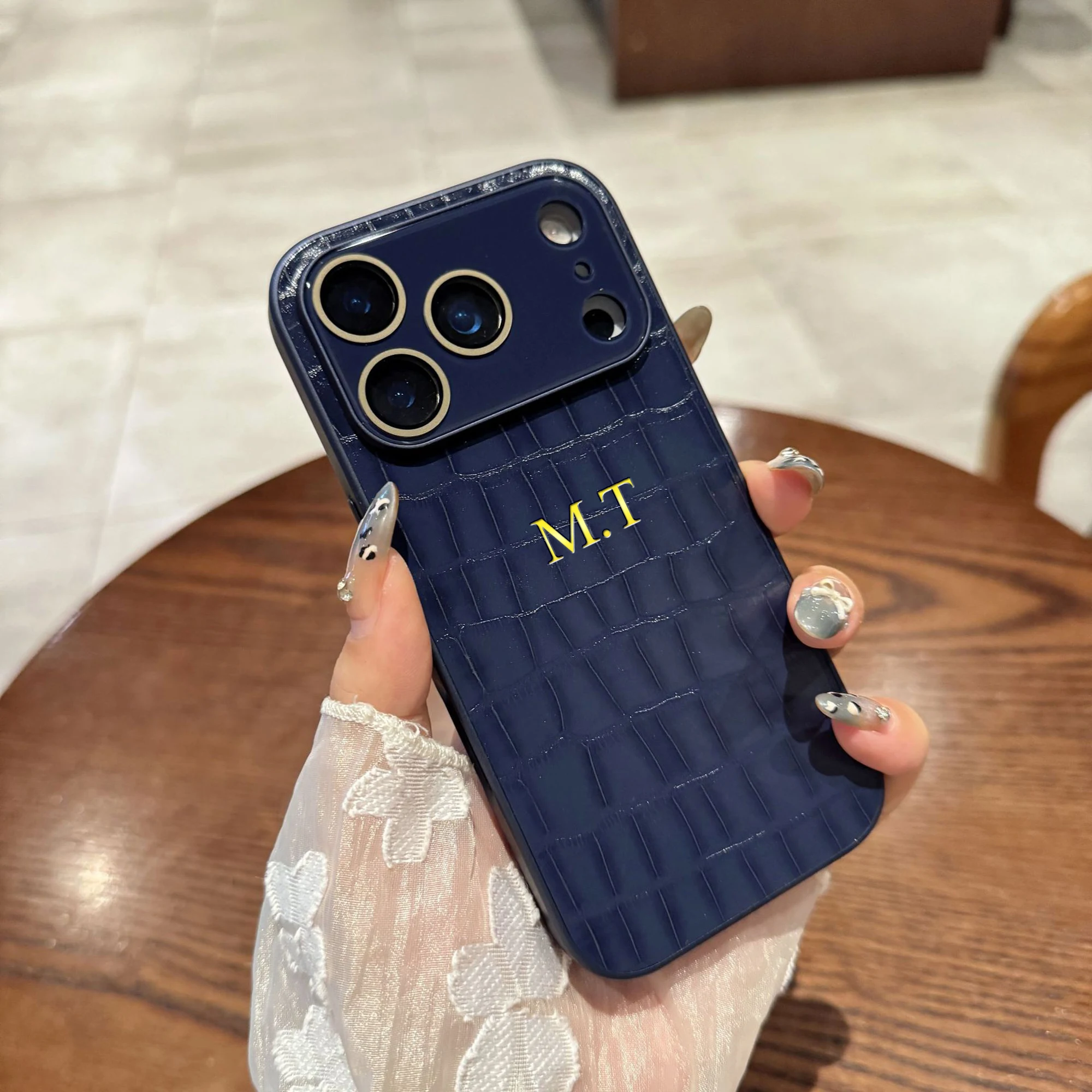 Personalized Custom Name Crocodile Pattern Faux Leather Case For iPhone thumbnail 7