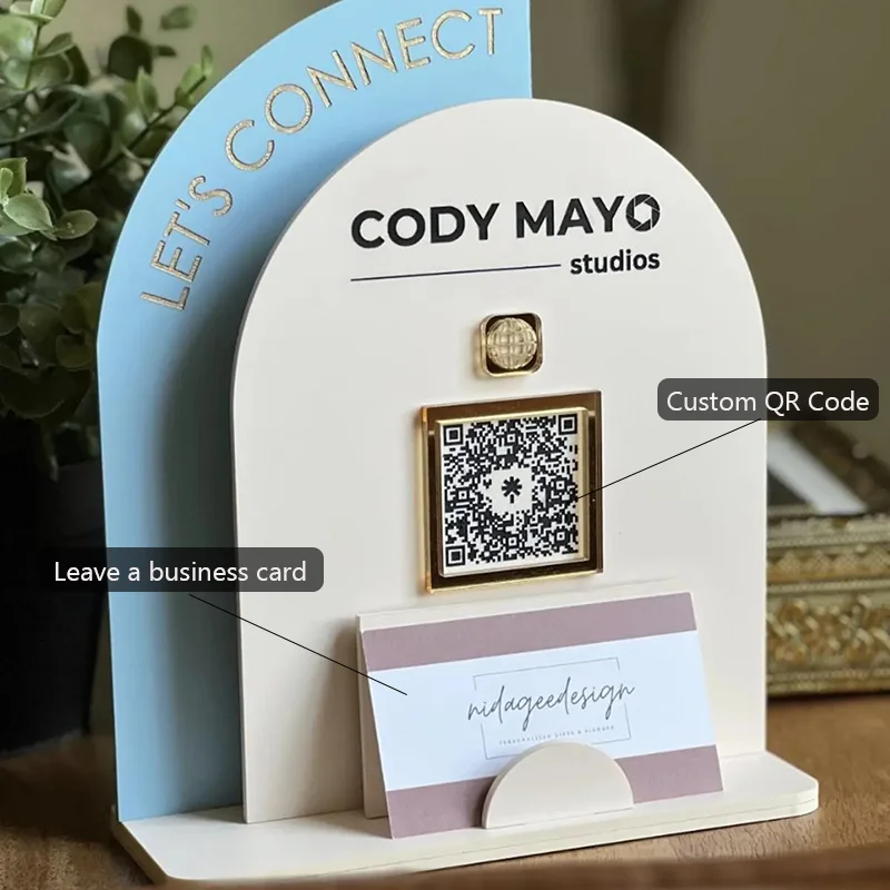 プレキシガラス透明ロゴカスタムQRコードアクリルカード（台座付き