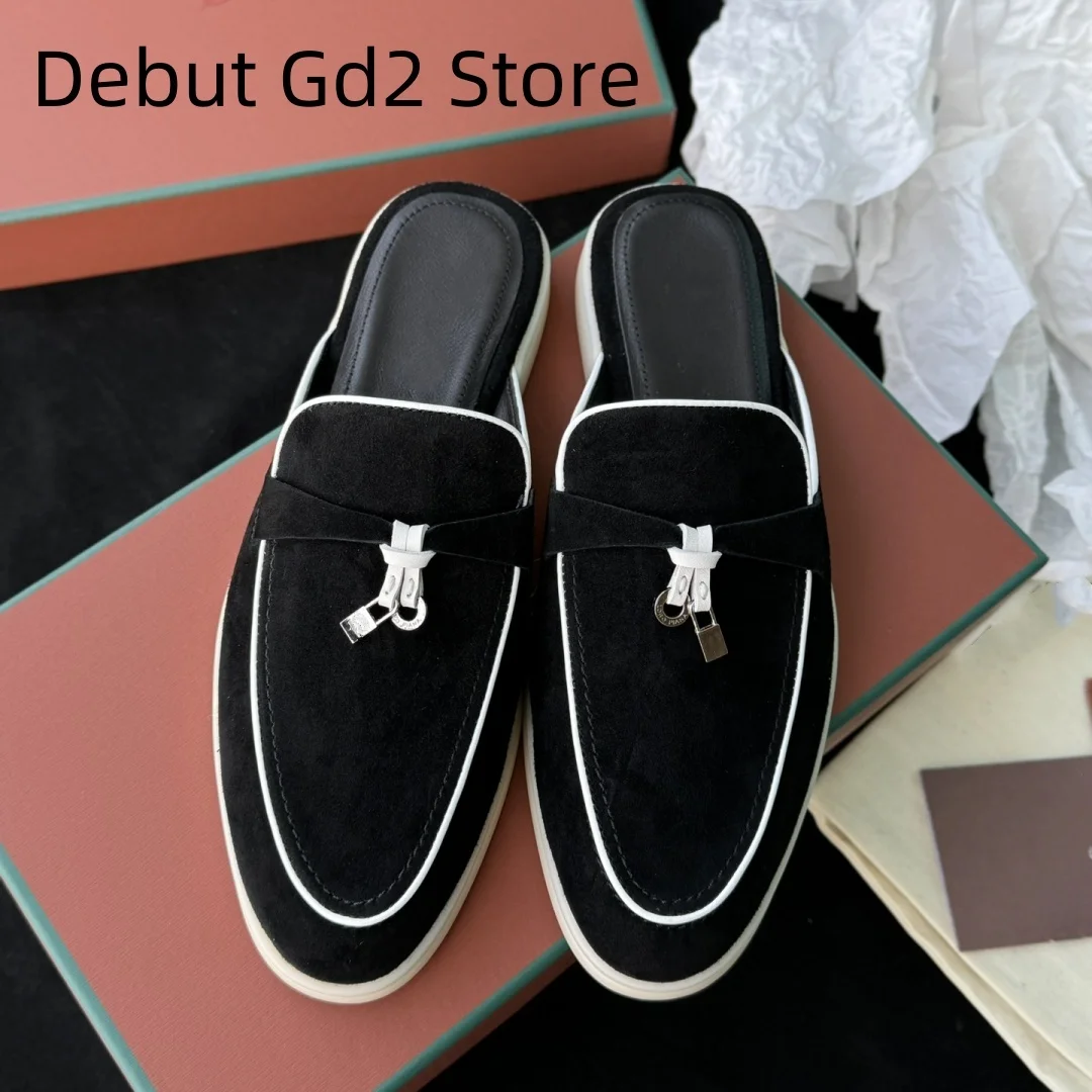 Top Quality 2024 New Lefu Shoes Italian Luxury Women's Summer Flat Shoes Fashion Casual Slippers Comfortable Commuter Shoes