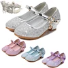 Children's Masquerade Birthday Party Shiny Princess Shoes Formal Girls Graduation Wedding Bridesmaid High Heel Leather Shoes 1