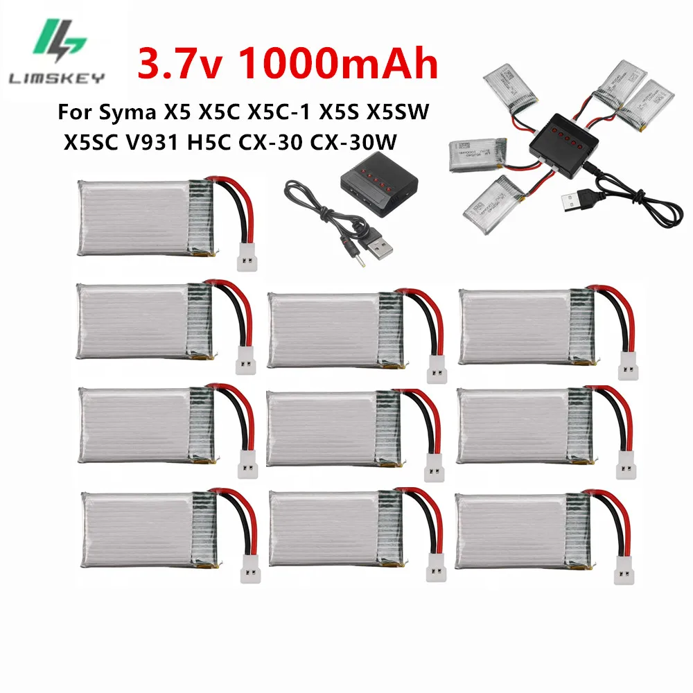 Lot de 5 à 10 Batteries Drone avec Chargeur - Accessoires Compatibles