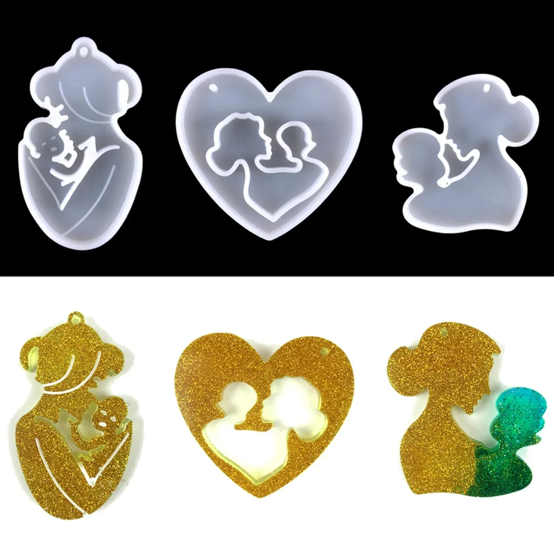 

1pc Mother's Day Series Keychain Silicone Mould Jewelry Pendant Epoxy Resin Mold DIY Crafts Making Tools For Mother Gift