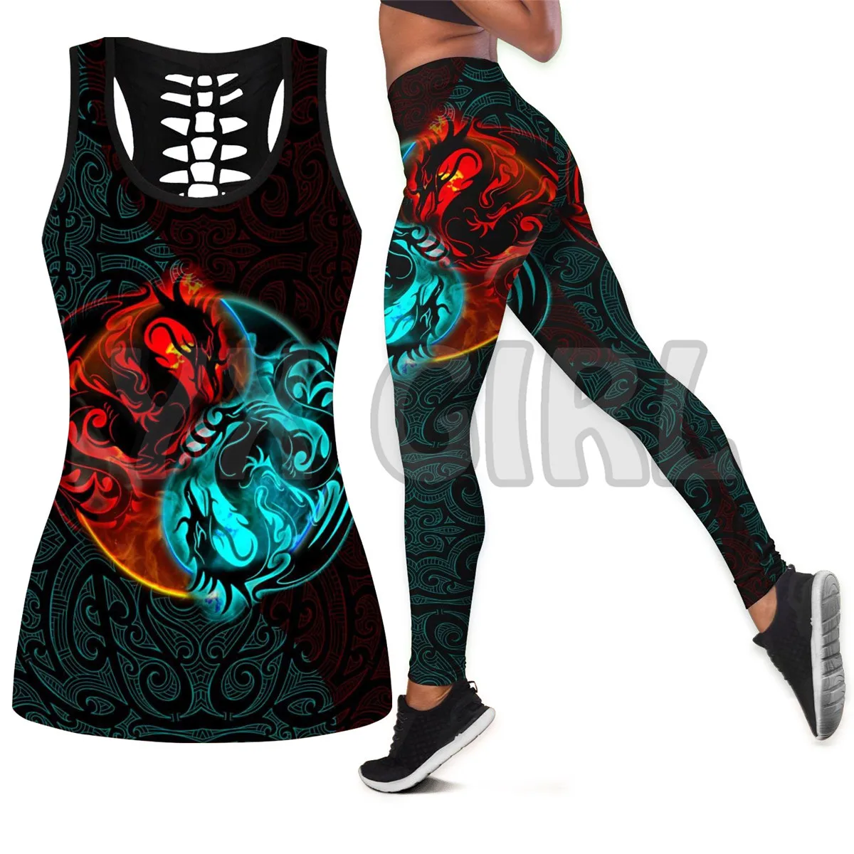 Native Feather  3D Printed Tank Top+Legging Combo Outfit Yoga Fitness Legging Women neither settler nor native