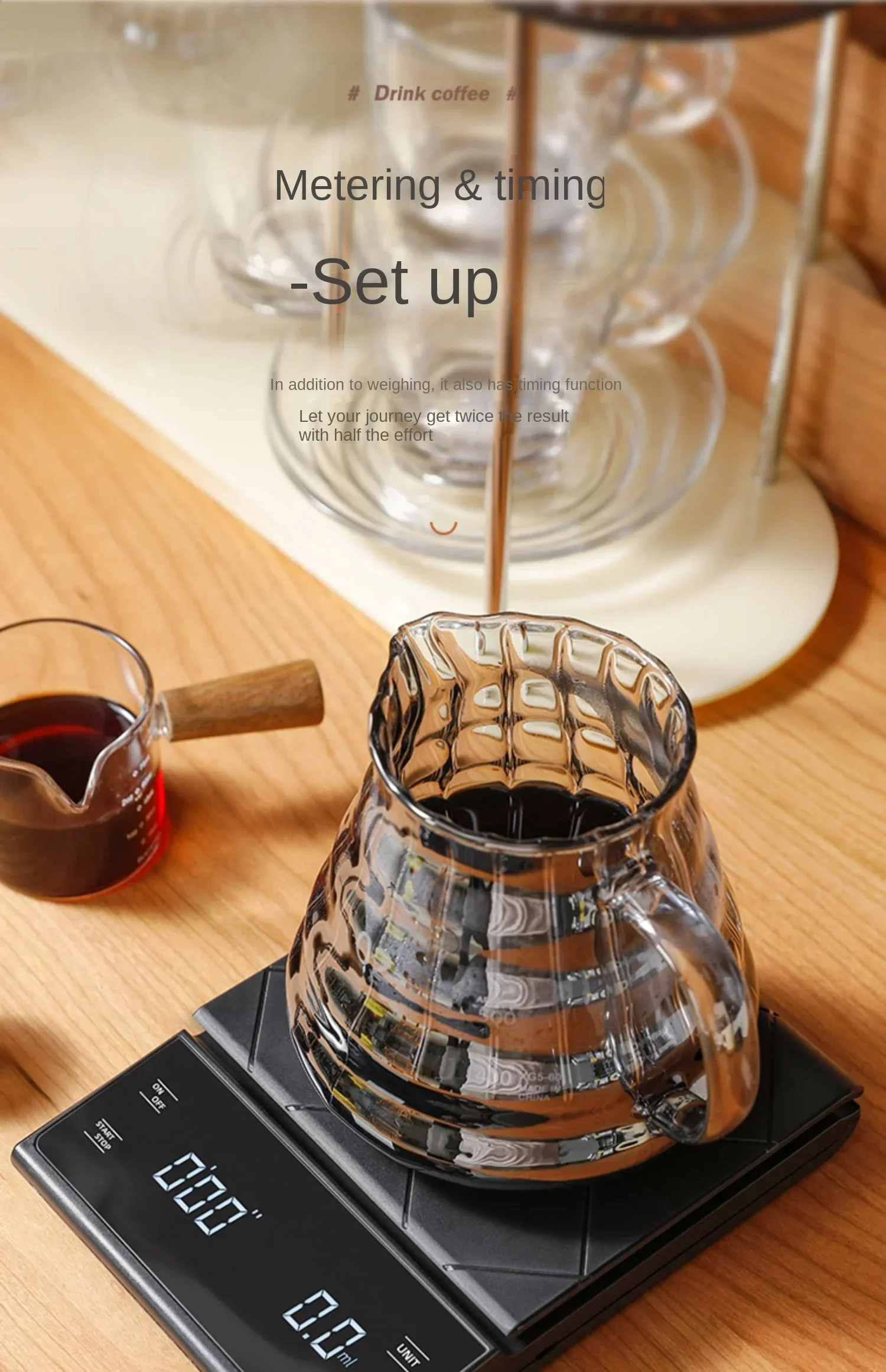 Digital Kitchen Scale - USB Charging Coffee Scale with Timer & LED Display