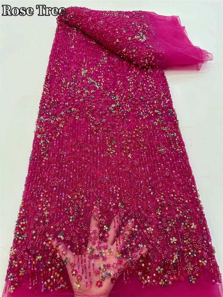 

African Beads Groom Tulle lace Fabric 2023 High Quality Sequins Embroidery French Tulle Laces For Nigeiran Party Dress