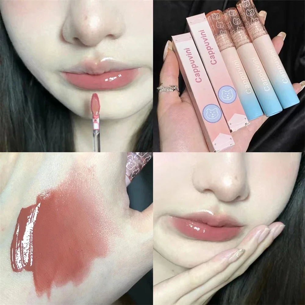 Lip Makeup Water Mirror Lip Glaze Lipstick Non-stick Cup Lasting Moisturizing Lipgloss Colorful Women Lip Oil Silky Tint