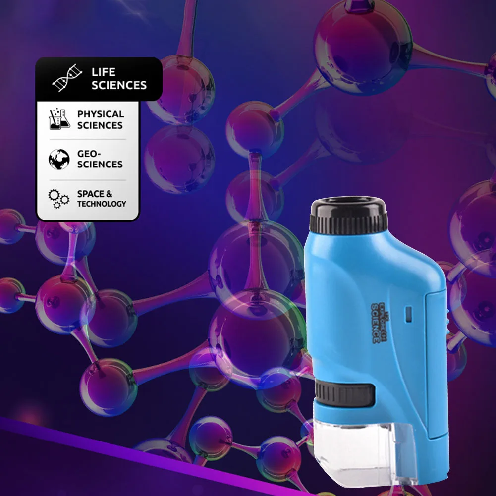 Mini Microscope Kit with LED Light Educational Science Microscope Battery Powered Portable Mini Outdoor Children Toy