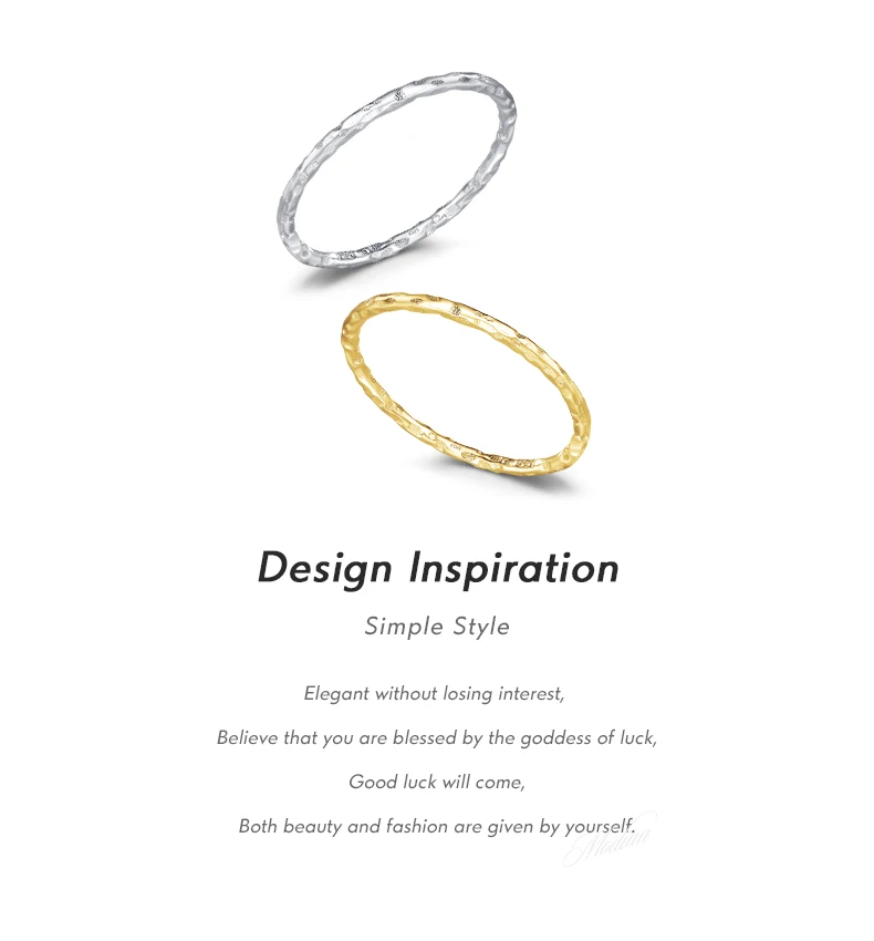MODIAN 925er Sterlingsilber, schlichtes Alufolie-Design, stapelbar, trendiger Fingerring-Charm, goldfarbener Schmuck für Frauen, Geschenke – Detail 2