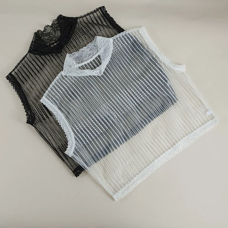 

Linbaiway, летняя женская прозрачная блузка с ложным воротником для девочек, блузка со съемным ложным воротником, блузка, топ, свитер, аксессуары для одежды