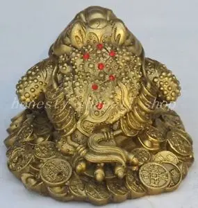 

Chinese Old china fengshui BRASS copper Wealth money Golden Toad frog beast statue decoration BRASS factory outlets