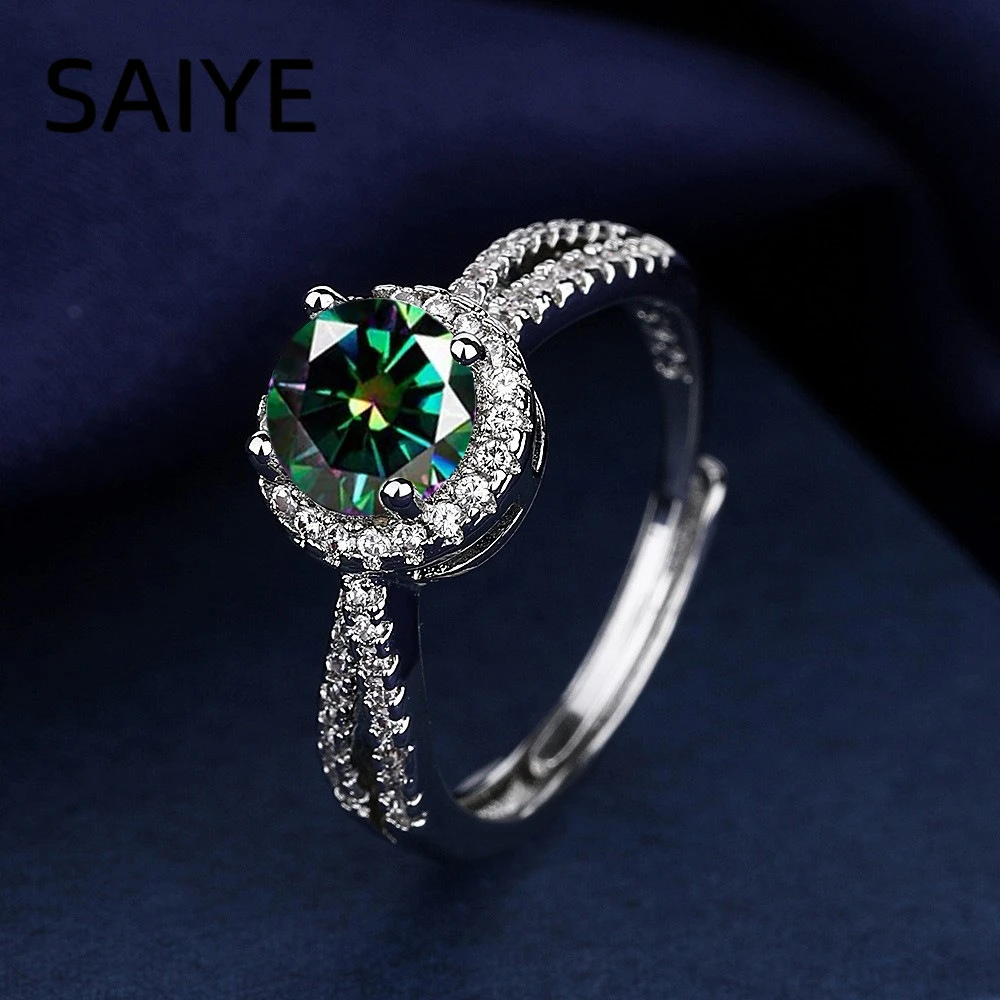 Elegant Blue Halo CZ Adjustable Sterling Silver Ring for Women - Fine Jewelry Gift