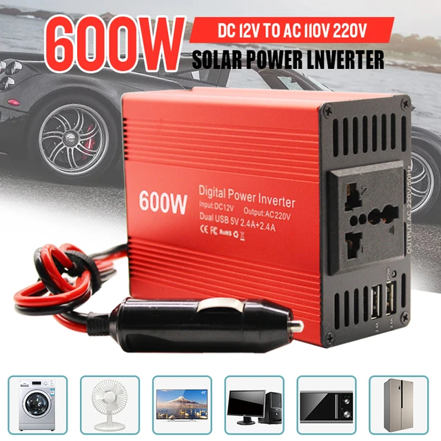  600W Car Power Inverter DC 12V To AC 220V Converter Auto Charger Converter Adapter Modified Sine Wave Car Inverter EU Socket 