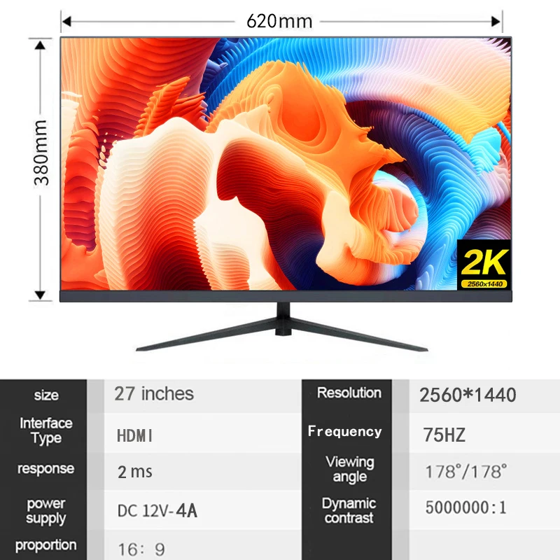 ̸ӿ LCD , PC 1440p HD ̹ , ũ HDMI ȣȯ ,  г ÷, 27 ġ, 2k, 75hz
