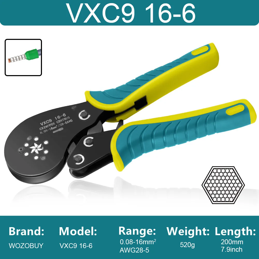 0.08-16mm² 16-6 관형 단자 압착 도구 미니 플라이어 대형 단자 압착 정밀 전기 클램프 세트